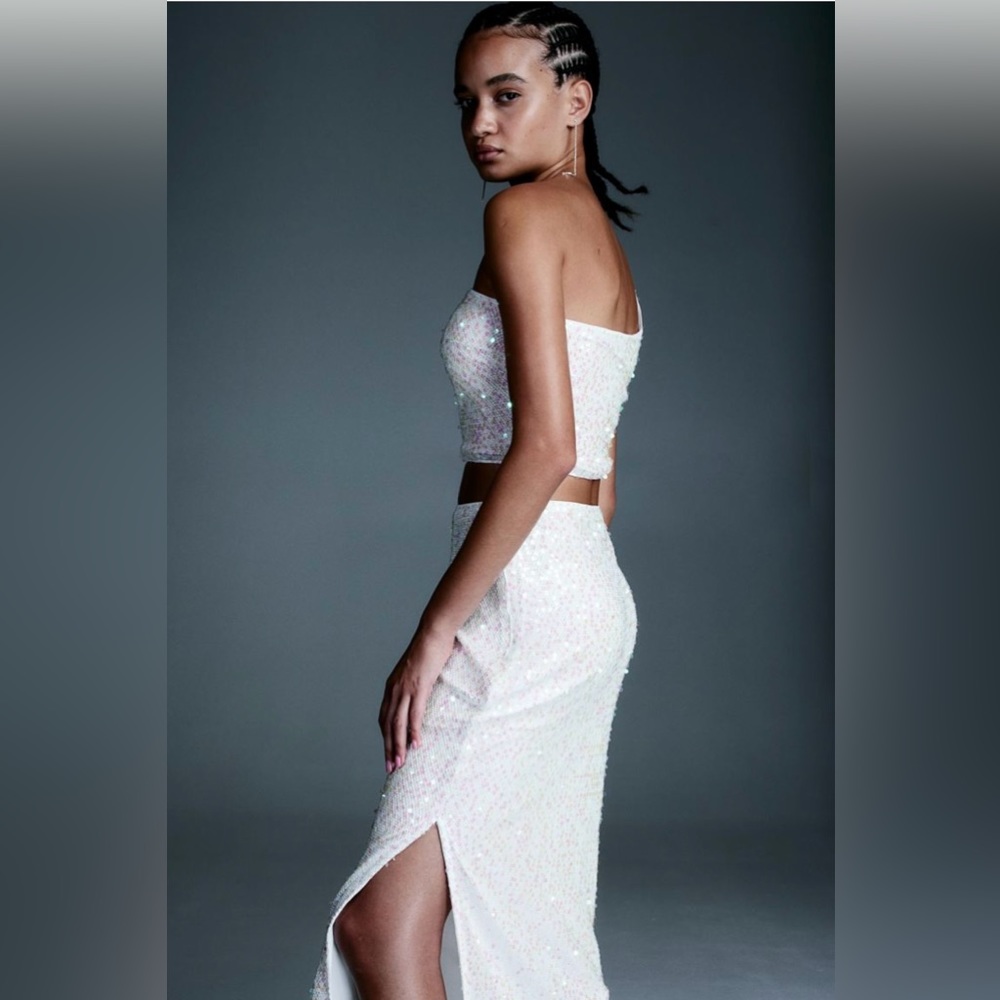 H&M Sequined One Shoulder Net Top & Sequined Net … - image 2